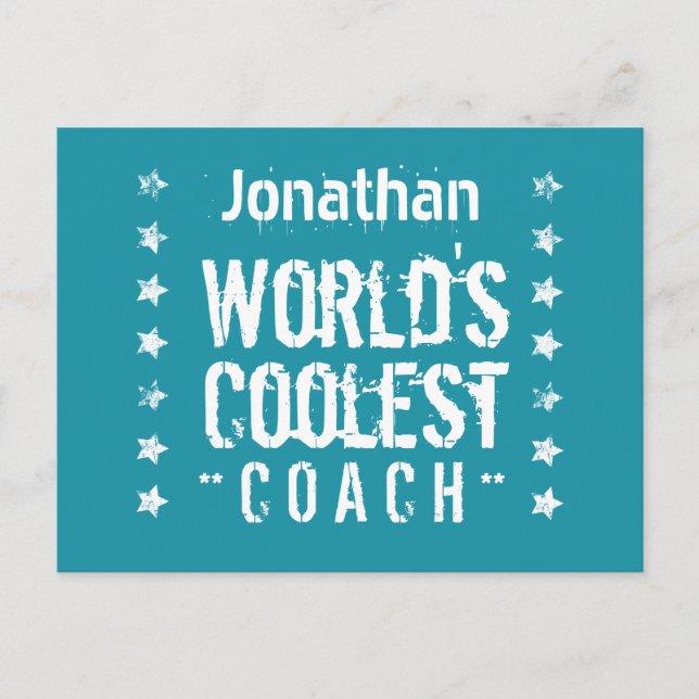 COACH Teal Background Grunge Stars A03 Announcement Postcard (Front)