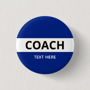 Coach text on blue 1 inch round button