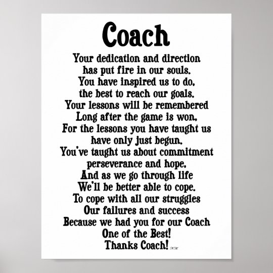 Coach Thank You Poster | Zazzle.ca