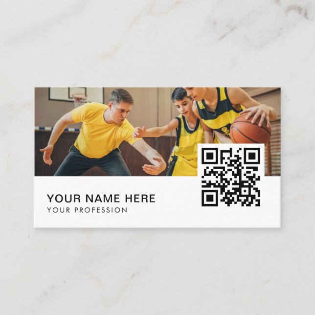 coach training basketball QR Code  Business Card (Front)