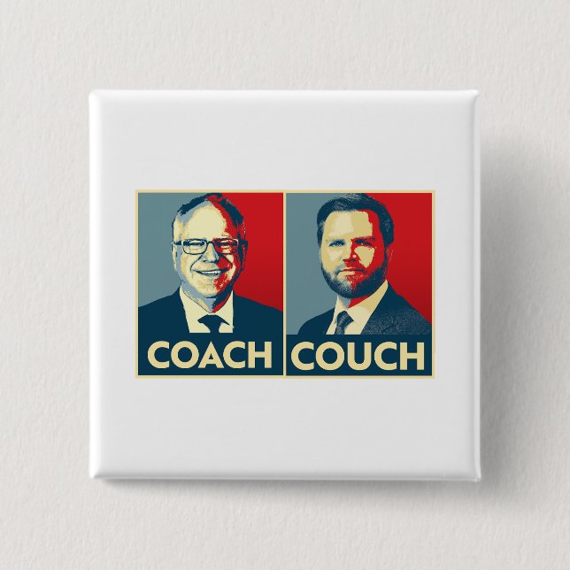 Coach vs Couch 2 Inch Square Button (Front)