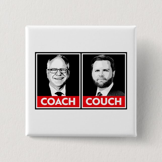 Coach vs Couch 2 Inch Square Button (Front)