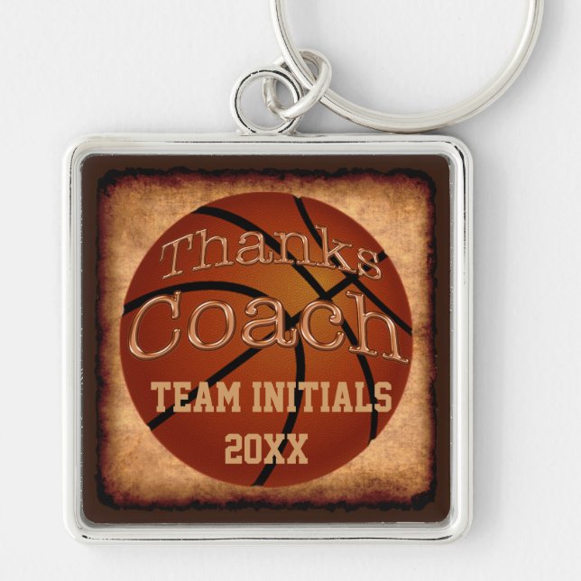 Coaches Personalized Vintage Basketball Keychains (Front)