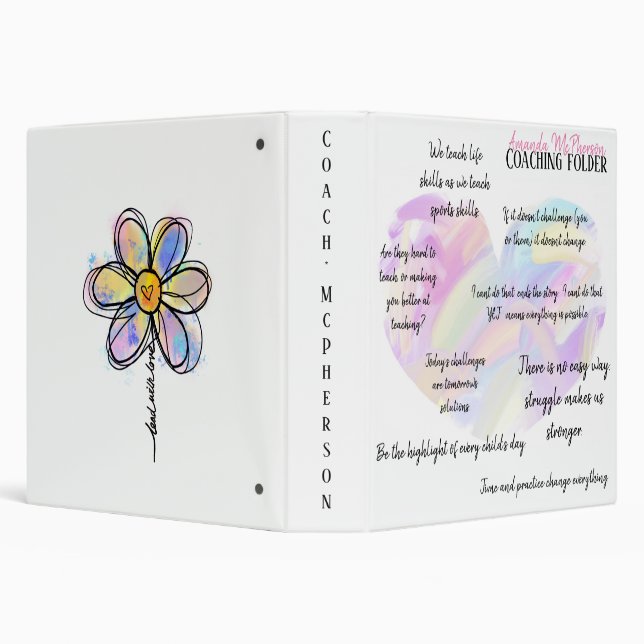 Coaching or teaching wisdom watercolor heart daisy binder (Background)
