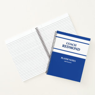 Coaching Royal Blue and White Notebook