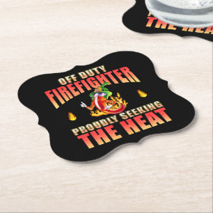 Coal Black Chili Character Firefighter Fan In Heat Paper Coaster