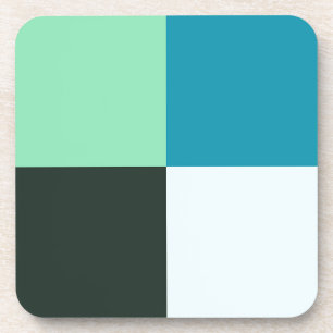 Coal Grey Ivory White Teal Green Aqua Blue Coaster