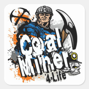 COAL MINER 4-LIFE SQUARE STICKER