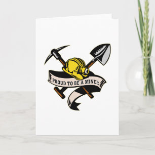 coal miner hat shovel spade pickax scroll card