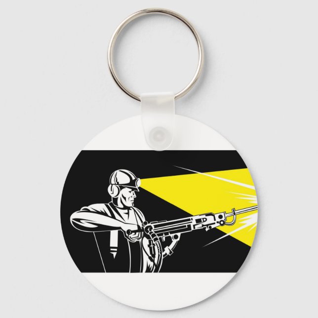 coal miner jack pneumatic drill retro keychain (Front)