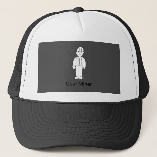Coal Miner Outline Drawing Trucker Hats (Front)