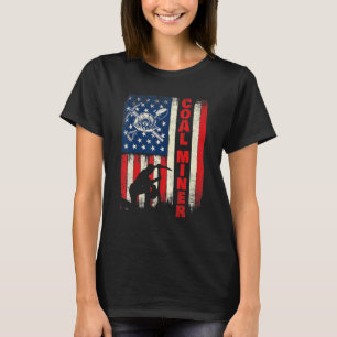 Coal Miner - Patriotic USA Flag Pitman Underground T-Shirt
