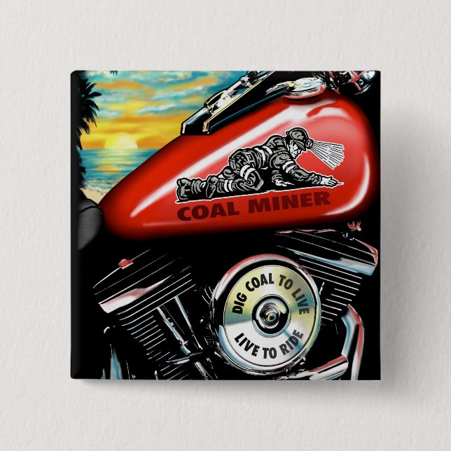 COAL MINER TANK 2 INCH SQUARE BUTTON (Front)