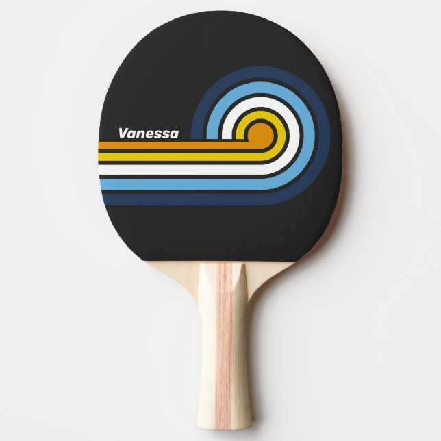 Coal Nightfall Curl Stripes with Name Ping Pong Paddle (Front)