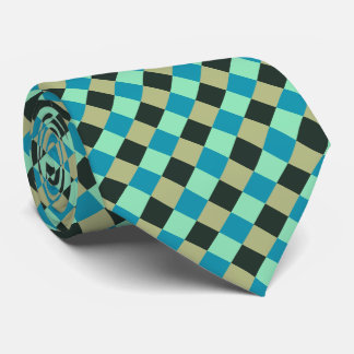Coal Olive Teal Green Blue Aqua Turquoise Plaid Tie