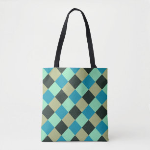 Coal Olive Teal Green Blue Aqua Turquoise Plaid Tote Bag