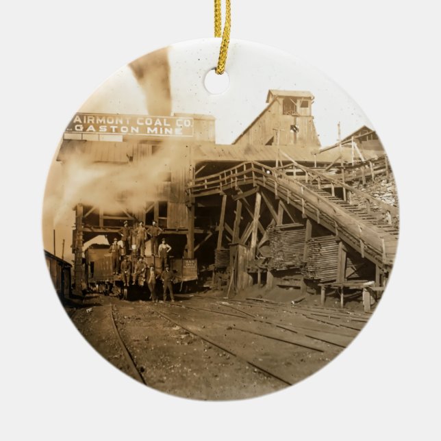 Coal tipple at Gaston mine Ceramic Ornament (Front)