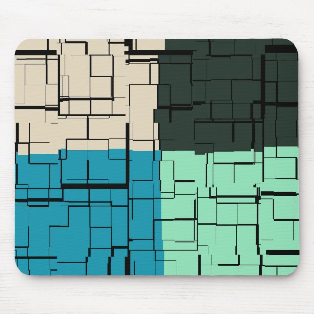 Coal White Teal Green Aqua Blue Modern Pattern Mouse Pad (Front)