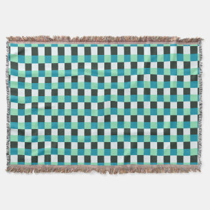 Coal White Teal Green Blue Aqua Turquoise Plaid Throw Blanket