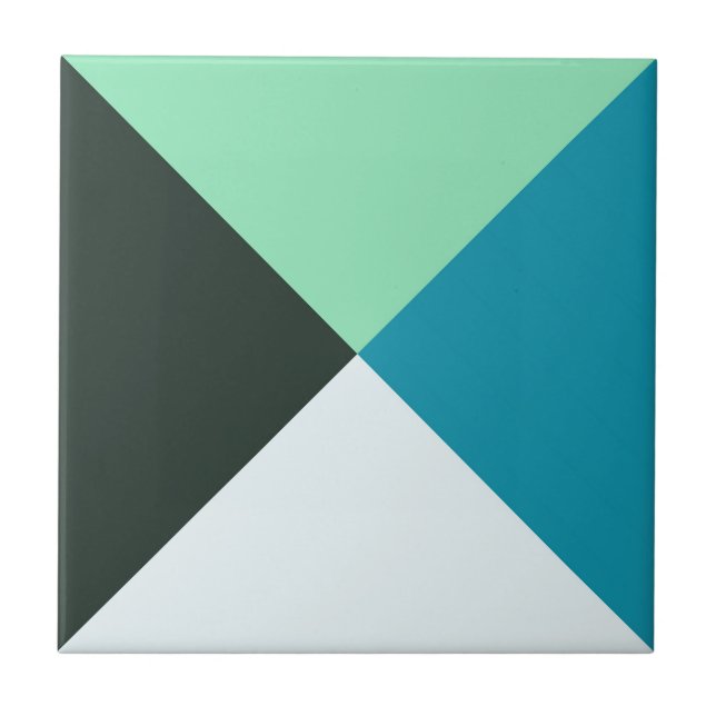 Coal White Teal Green Blue Aqua Turquoise Tile (Front)