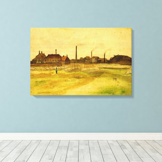 Coalmine in the Borinage by Vincent van Gogh Canvas Print (Insitu(Wood Floor))
