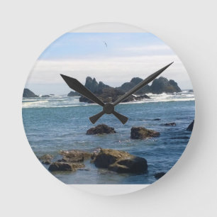 Coast at Seal Rock Oregon Round Clock