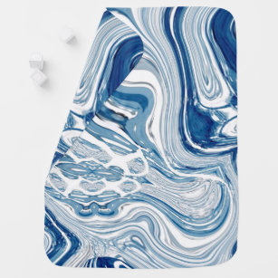 coast beach nautical waves watercolor blue swirls baby blanket