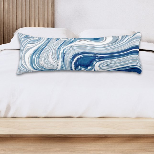 coast beach nautical waves watercolor blue swirls body pillow (coast beach nautical waves watercolor blue swirls body pillow)