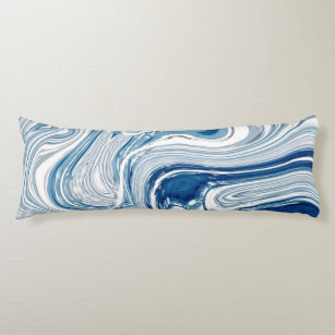 coast beach nautical waves watercolor blue swirls body pillow