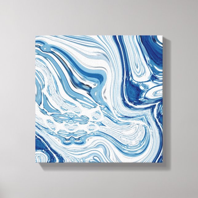 coast beach nautical waves watercolor blue swirls canvas print (Front)