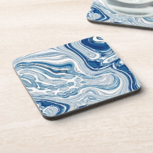 coast beach nautical waves watercolor blue swirls coaster