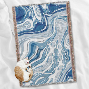 coast beach nautical waves watercolor blue swirls throw blanket
