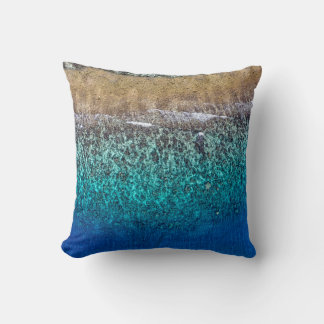 coast beach nautical waves watercolor blue swirls throw pillow