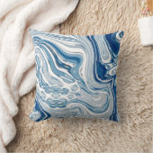 coast beach nautical waves watercolor blue swirls throw pillow (Blanket)