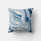 coast beach nautical waves watercolor blue swirls throw pillow (Back)