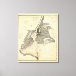 Coast Chart No 20 New York Bay And Harbour Canvas Print
