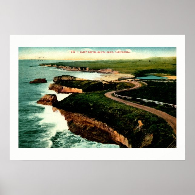 Coast Drive, Santa Cruz, California Vintage Poster (Front)