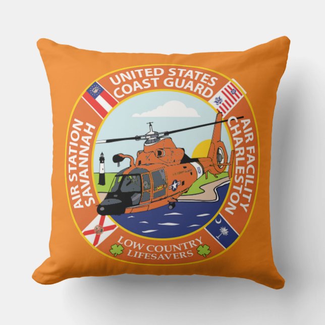 Coast Guard Air Station Savannah Throw Pillow (Front)