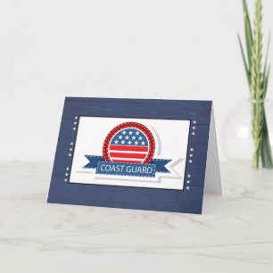 Coast Guard Graduation Patriotic Banner and Badge Card