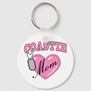 Coast Guard Mom Heart N Dog Tag Keychain