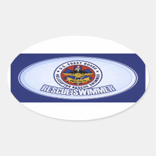 Coast Guard Rescue Swimmer Oval Sticker