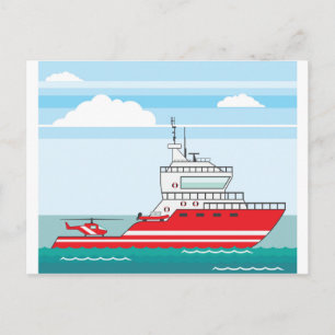 Coast guard ship with helicopter postcard