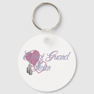 Coast Guard Sister Hearts N Dog Tags Keychain