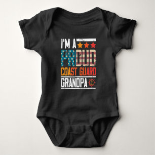 Coast Guard Veteran Grandfather Patriot US Flag Baby Bodysuit