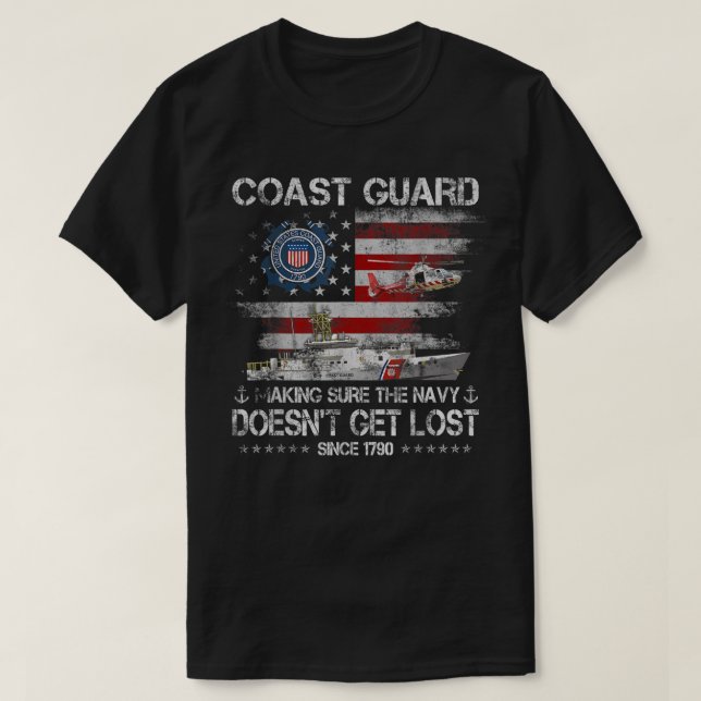 Coast Guard Veteran Tshirt USCG American Flag Vete (Design Front)