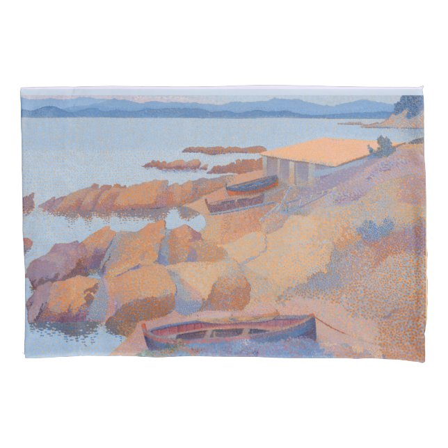 Coast near Antibes" Henri E. Cross Pointillism art Pillowcase (Front)