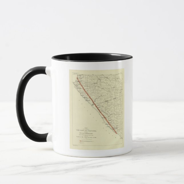 Coast of California showing San Andreas Rift Mug (Left)