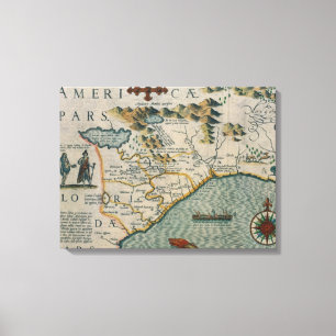 Coast of North Carolina, detail of the map titled Canvas Print