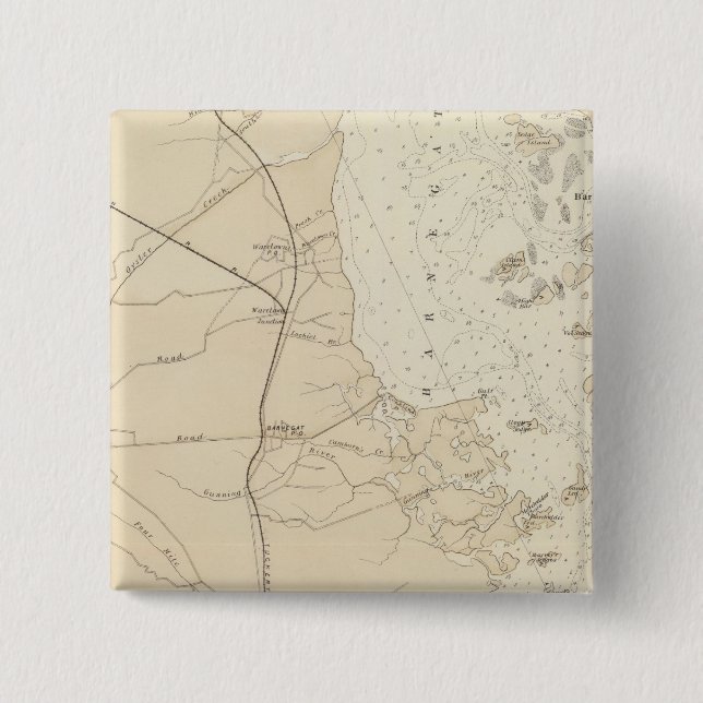 Coast section Barnegat Bay to Tuckerton Chart Map 2 Inch Square Button (Front)