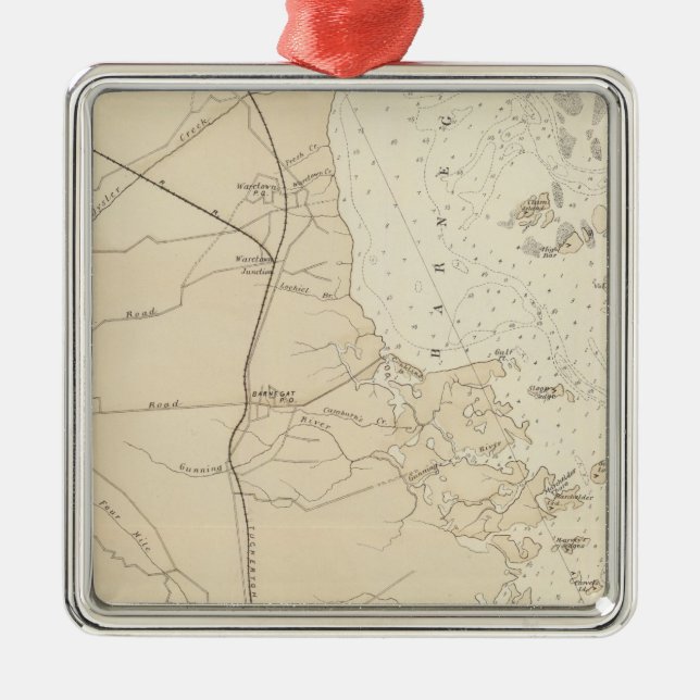 Coast section Barnegat Bay to Tuckerton Chart Map Metal Ornament (Front)